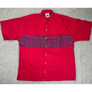 My Name Is Panama Vtg Men's Abstract Art Button Up Short‎ Sleeve Shirt Size M